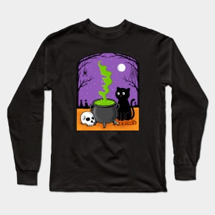 Cat and Witch Long Sleeve T-Shirt